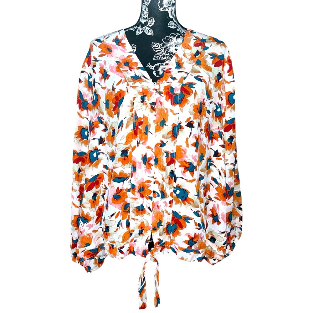 Zac & Rachel Floral Crepe Top Size 2X